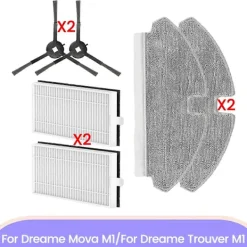 Hot 6-pack Borstfilter Moppduk Kit för Dreame Mova M1 för Dreame Trouver M1 Effektiv Hushållsrengöring