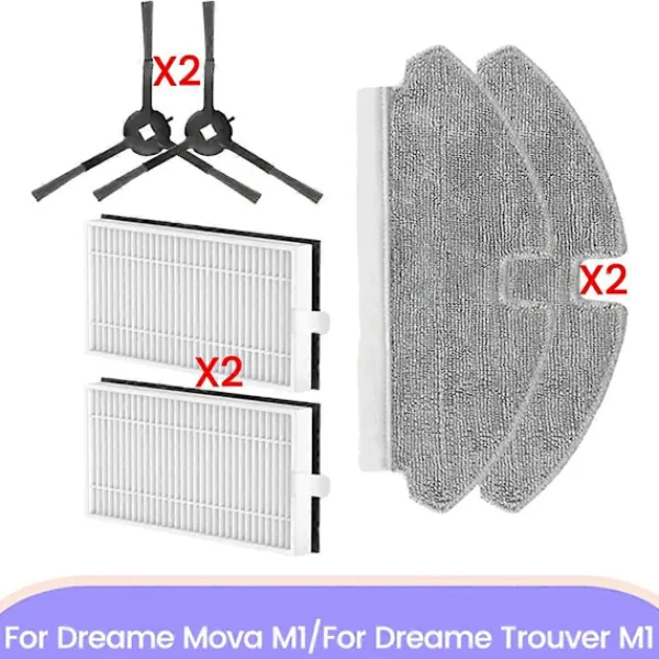 Hot 6-pack Borstfilter Moppduk Kit för Dreame Mova M1 för Dreame Trouver M1 Effektiv Hushållsrengöring