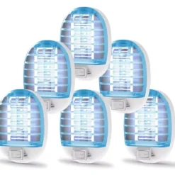 Hot 6-pack Bug Zapper inomhus - elektronisk flugfälla och myggdödare med blåljus för hem, kontor och baby