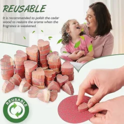 Hot 100-pack Cederträ Malmedel Textil Malmedel Cederträkulor Hjärtan Naturligt Kemikaliefritt, Naturlig Malfälla För Skåp, Lådor