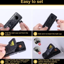 Outlet 6-pack Effektiva Musfällor, Återanvändbar Musfälla, Känslig Plast Musfälla för Gnagare, Fällklämma för Hem Trädgård Utomhus