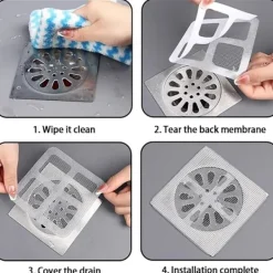 Discount 50-pack Engångs Duschbrunns Klistermärken Hårfångare för Duschbrunn Avloppssil