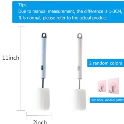 4-pack Ersättningsbara Svamp Huvud Rengöringsborste med Plast Långa Handtag Mjuk Diskbords Skum