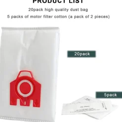 Outlet DAO 20-pack Ersättningsdammsugarpåsar FJM 3D Efficiency för S200, S300, S600, S4 S6 Compact C2 C1 Serie Dammsugare as shown