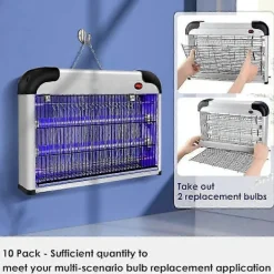 Online 10-pack Ersättningslampor för insektsdödare 10W Kompatibel med 20W Insektsdödare inomhus T8 Sockel F10W 13-tums Ljusrör