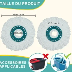 Clearance 3-pack Ersättningsmopphuvuden Diskmopp Mikrofiber Högabsorberande Lämplig för Alla Golvtyper