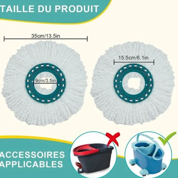 Clearance 3-pack Ersättningsmopphuvuden Diskmopp Mikrofiber Högabsorberande Lämplig för Alla Golvtyper