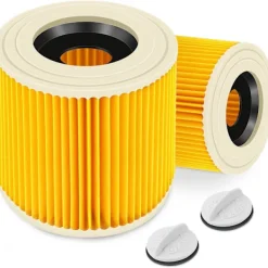 Outlet 2-pack filterpatroner för Kärcher Premium WD3 WD2 MV2 MV3 WD 3P, WD 3.200, WD 3.500 P, SE 4001, SE 4002, A2054, A2004, A2254, A2604, dammsugare WD2