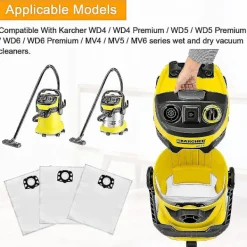 Online 12-pack filterpåsar Dammsugarpåsar för Karcher Wd4 Wd5 Wd6 Mv4 Mv5 Mv6 reservdelar Tillbehörssats