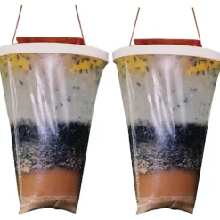 2-pack Flugfälla Utomhus Hängande Flugfångare, Engångs Ranch Flugfälla Fångarpåse med Flugbete, Flugdödare Repeller