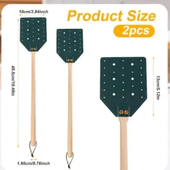 Outlet 2-pack flugsmällor i läder med trähandtag och snodd (mörkgrön)