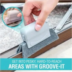 Hot 2-pack fönster- och spårrengöringssvamp med mjukt ergonomiskt grepp - Perfekt för fönster, dörrspår, kakelfogar, jalusier, bil
