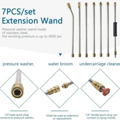 Online 7-pack Förlängningssats för högtryckstvätt, Högtryckstvättlans, med 5 Munstycken, 10 Tätningsringar, 4000 PSI