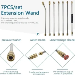 Online 7-pack Förlängningssats för högtryckstvätt, Högtryckstvättlans, med 5 Munstycken, 10 Tätningsringar, 4000 PSI-FD-