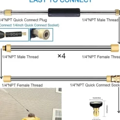 Online 7-pack Förlängningssats för högtryckstvätt, Högtryckstvättlans, med 5 Munstycken, 10 Tätningsringar, 4000 PSI-FD-