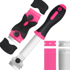 Best wxsp 3-pack Glasskrapare med 30 Extra Blad för Skrapor, Multifunktionell Rengöring, för Etiketter, Dekaler, Glasfärg (Rosa - Dubbel)