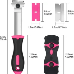 Best wxsp 3-pack Glasskrapare med 30 Extra Blad för Skrapor, Multifunktionell Rengöring, för Etiketter, Dekaler, Glasfärg (Rosa - Dubbel)