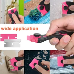 Best wxsp 3-pack Glasskrapare med 30 Extra Blad för Skrapor, Multifunktionell Rengöring, för Etiketter, Dekaler, Glasfärg (Rosa - Dubbel)