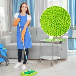 10-pack golvmoppar kompatibla med Swiffer Sweeper för våt och torr användning, återanvändbara mikrofiberdukar för alla golvtyper, grön 25x11,5 cm