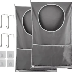 Sale 2-pack grå, hängande tvättkorg, dörrtvättkorg med ficka, dragkedja, hopfällbar, lätt hängande tvättväska för husbil, lägenhet, studentrum