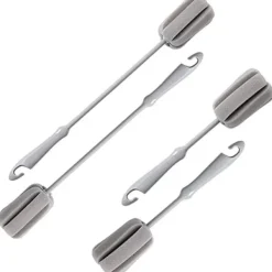 4-pack Grå Mjuka Svampflaskborste Plast Handtag Koppborste Skrubb Tvätborste Vasflaska Kruka Rengörare (2 Storlekar 10”15”)