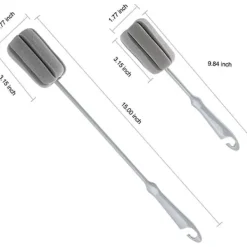 4-pack Grå Mjuka Svampflaskborste Plast Handtag Koppborste Skrubb Tvätborste Vasflaska Kruka Rengörare (2 Storlekar 10”15”)