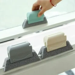 Outlet 3-pack Groove Rengöringsborste, Magisk Fönster Rengöringsborste, Fönster Rengöringsborste, Skjutdörr Spår Rengöringsborste (Grå, Blå, Beige)