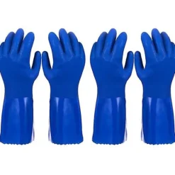 New 2-pack Hushållshandskar Bomullsfodrade Diskhanskar Diskmaskinshandskar Gummihandskar Köksredskap, Blå