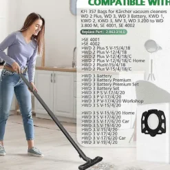 8-pack KFI 357 dammsugarpåsar kompatibla med Kärcher WD 2 Plus, WD 3, WD 3 Battery, KWD 1, KWD
