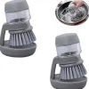 Outlet 2-pack Köksdiskborste, Diskborste med behållare, Tvättborste med flytande dispenser (Grå)