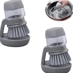 Outlet 2-pack Köksdiskborste, Diskborste med behållare, Tvättborste med flytande dispenser (Grå)