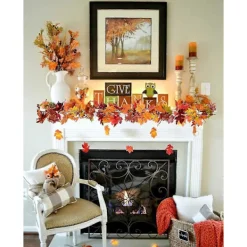 Clearance 3-pack Konstgjord Höst Lönnlöv Girlang, 1,8 m/st Hängande Vinranka Girlang Konstgjord Höstlöv Girlang Thanksgiving Dekoration