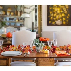 Clearance 3-pack Konstgjord Höst Lönnlöv Girlang, 1,8 m/st Hängande Vinranka Girlang Konstgjord Höstlöv Girlang Thanksgiving Dekoration