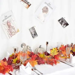 Clearance 3-pack Konstgjord Höst Lönnlöv Girlang, 1,8 m/st Hängande Vinranka Girlang Konstgjord Höstlöv Girlang Thanksgiving Dekoration