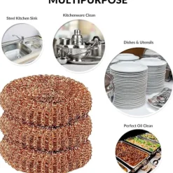 Clearance 12-pack kopparbelagda skursvampar för rengöring av diskar, kastruller, stekpannor och ugnar. Enkel skrubbning för tuff rengöring i köket