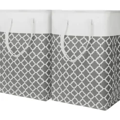 Hot 2-pack 75L tvättkorg med långa förstärkta handtag, fristående