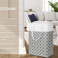 Hot 2-pack 75L tvättkorg med långa förstärkta handtag, fristående