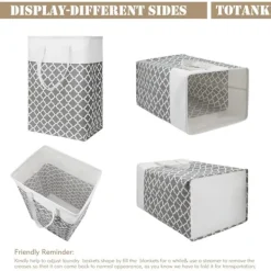 Hot 2-pack 75L tvättkorg med långa förstärkta handtag, fristående