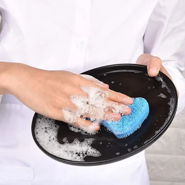 Online 3-pack livsmedelsklassad silikon svampskrubb Livsmedelsklassad silikon svamp