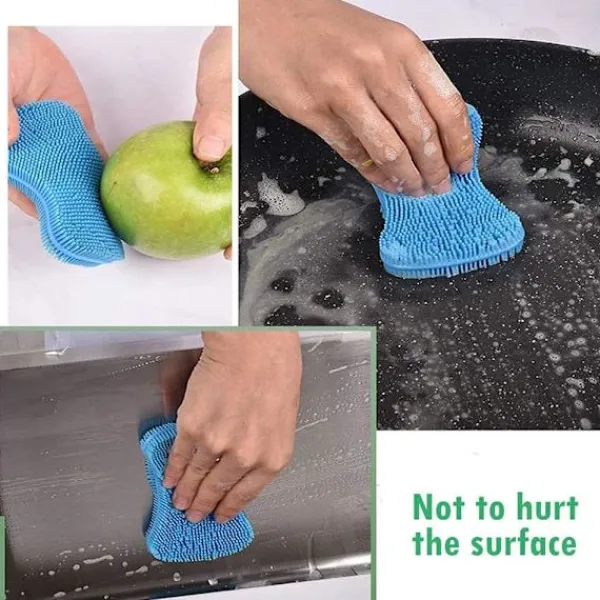 Online 3-pack livsmedelsklassad silikon svampskrubb Livsmedelsklassad silikon svamp