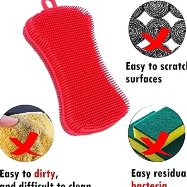 Online 3-pack livsmedelsklassad silikon svampskrubb Livsmedelsklassad silikon svamp