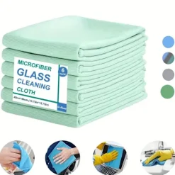 Clearance AIZHENCHEN 6-pack Mikrofiber Glasrengöringsdukar - Ränderfria, För Fönster/Bil/Speglar, Återanvändbara 6 PCS Multi-Colors