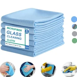 Best AIZHENCHEN 6-pack Mikrofiber Glasrengöringsdukar - Ränderfria, För Fönster/Bil/Speglar, Återanvändbara 6 PCS Gray