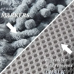 Best 4-pack Mikrofiber Tjock Whiteboard Radergummi Tvättbar för Markörer, Kritor, Skola Kontor (Grå, 12*7*3cm)