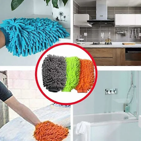 3-pack Mikrofiber Tvätthandske i Premium Ultraabsorberande Dubbelsidig Chenille, Biltvätthandske för Professionell Bilvård, Mikrofiber Tvätthandske för B | Fyndiq