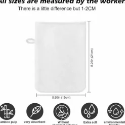 Online 10-pack Mikrofiber tvättlappar (vit) Storlek 15 x 21 cm, Frotté badhandskar