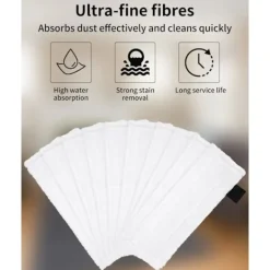 Outlet 10-pack Mikrofiberdukar: 10 golvdukar, reservdelar för Kärcher ångmoppar, kompatibla med EasyFix, SC2, SC3, SC4, SC5 ångmoppar, ver