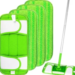 Hot OCEAN 4-pack Mikrofibermopp (Grön) Kompatibel med Swiffer Sweeper