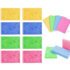 New 8-pack miljövänliga rengöringssvampar, 100% naturlig cellulosa, hållbara, återanvändbara och biologiskt nedbrytbara