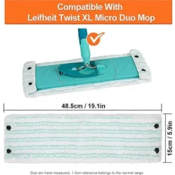 Outlet 2-pack Mopphuvud Refill för Leifheit Clean Twist/Combi M Micro Duo - Fransad Duk 48,5 x 15cm, Kompatibel Leifheit Mopp, Mikrofiber Ersättningsmoppar | Fyndiq